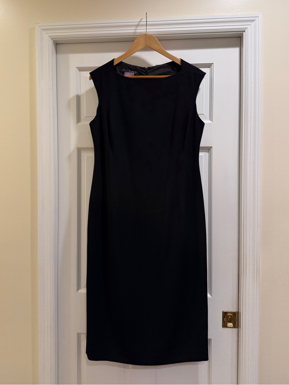 BILL BURNS NEW YORK Classic Black Sleeveless Midi Sheath Dress fully lined